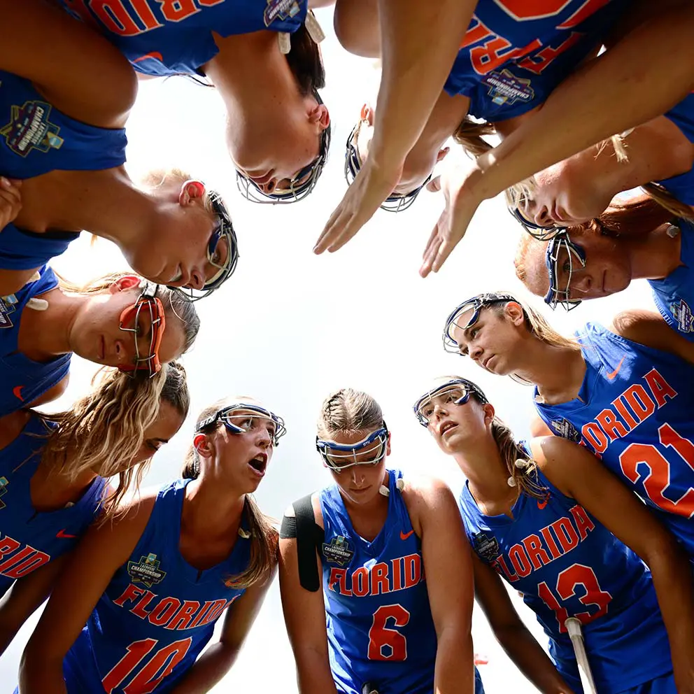 Players in a huddle